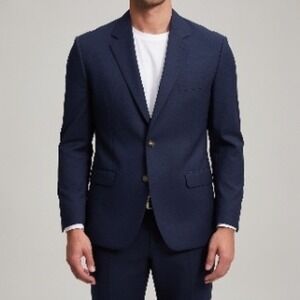 Chaps Mens 46L Navy Blue 100% Wool Blazer Gold Crest Buttons Sport Coat